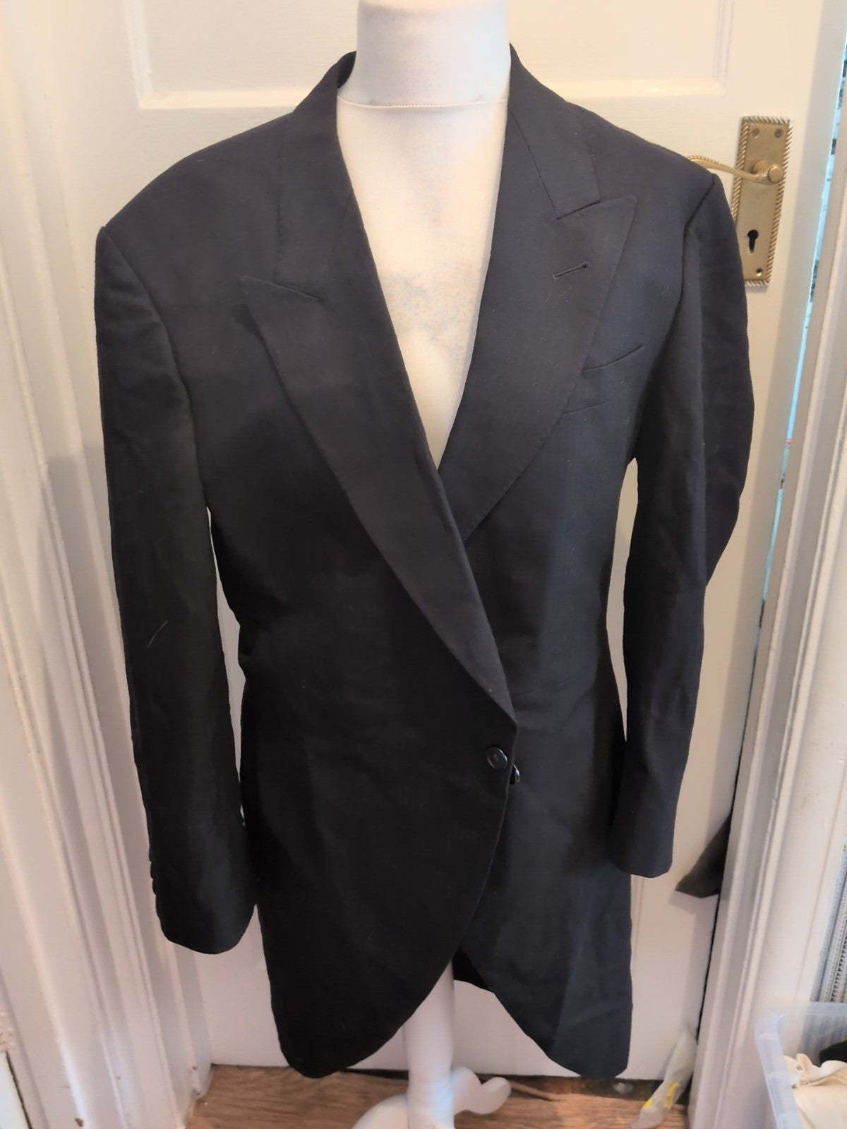Mens Harrods Size 46r Black Blazer Long Length