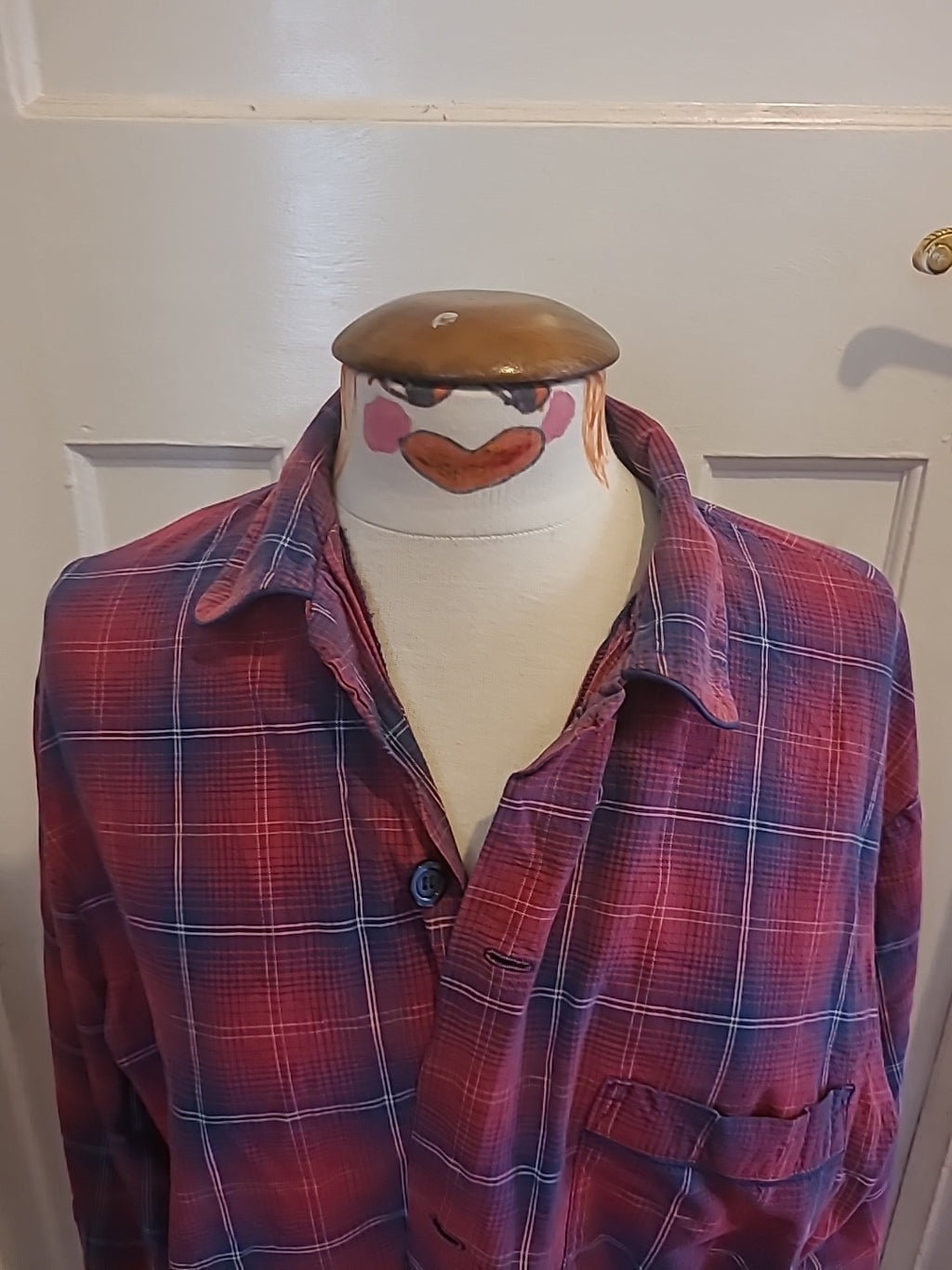 Mens Primark Size Medium Purple Check Long Sleeved Shirt