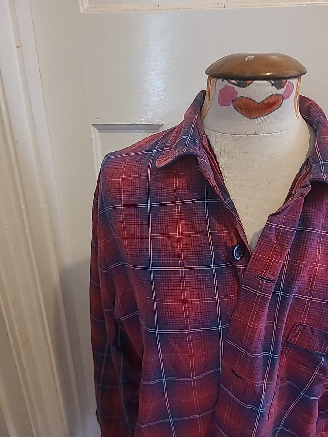 Mens Primark Size Medium Purple Check Long Sleeved Shirt