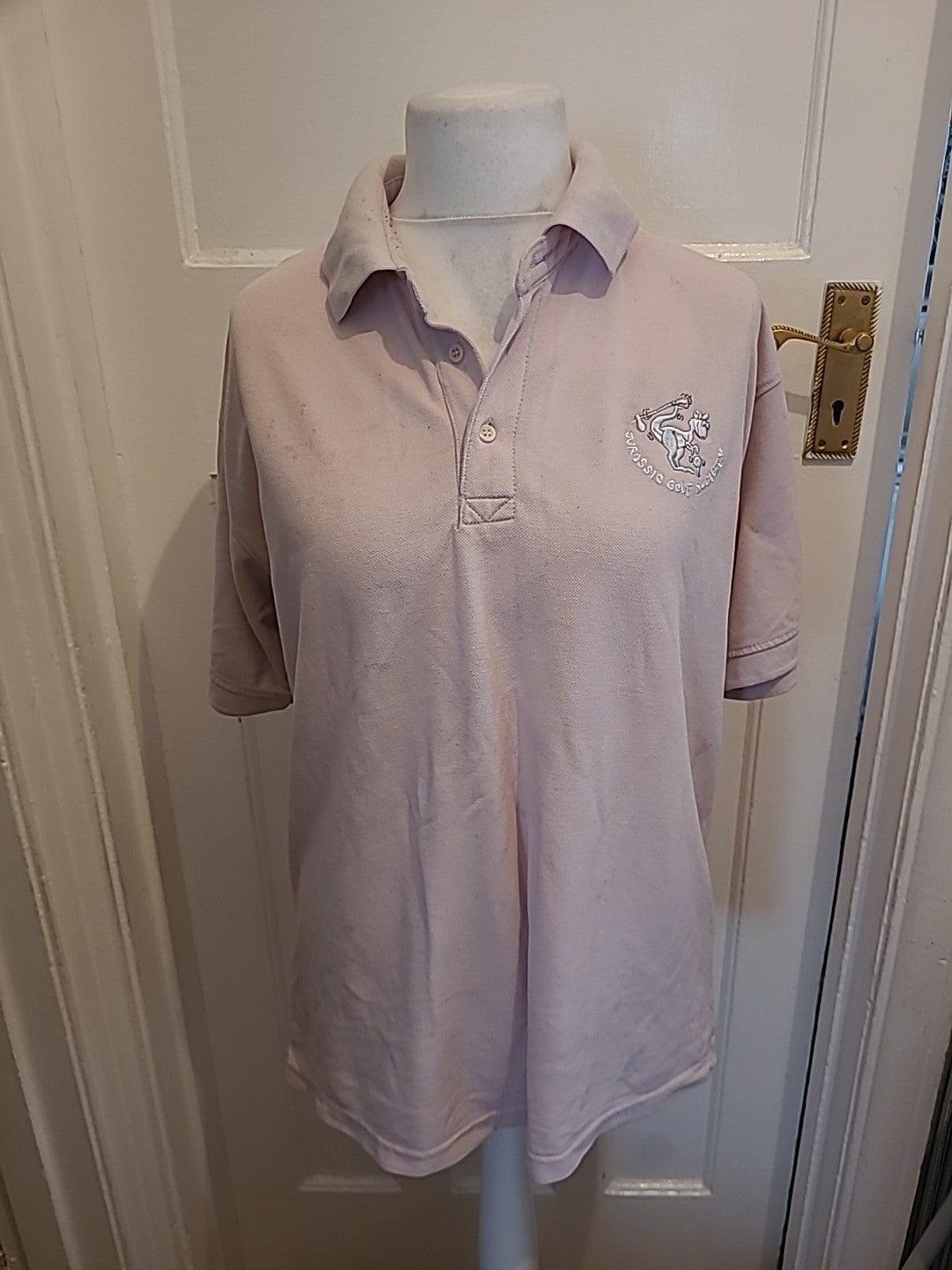 Mens Henbury Size XL Pink Short Sleeved Print Polo