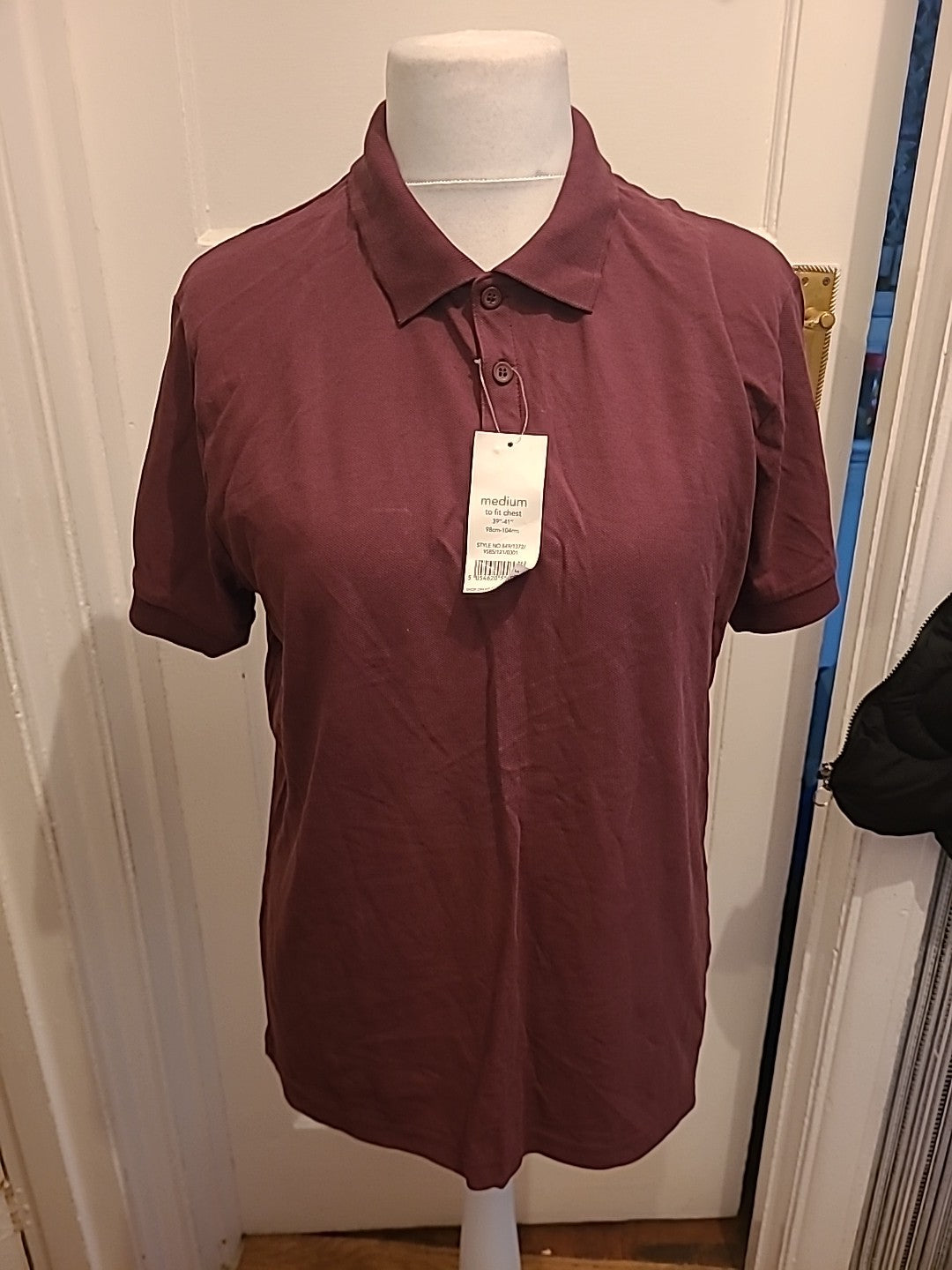 Brand New Mens George Size Medium Purple Short Sleeved Polo