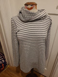 Ladies Size M/L Grey Striped Roll Neck Jumper