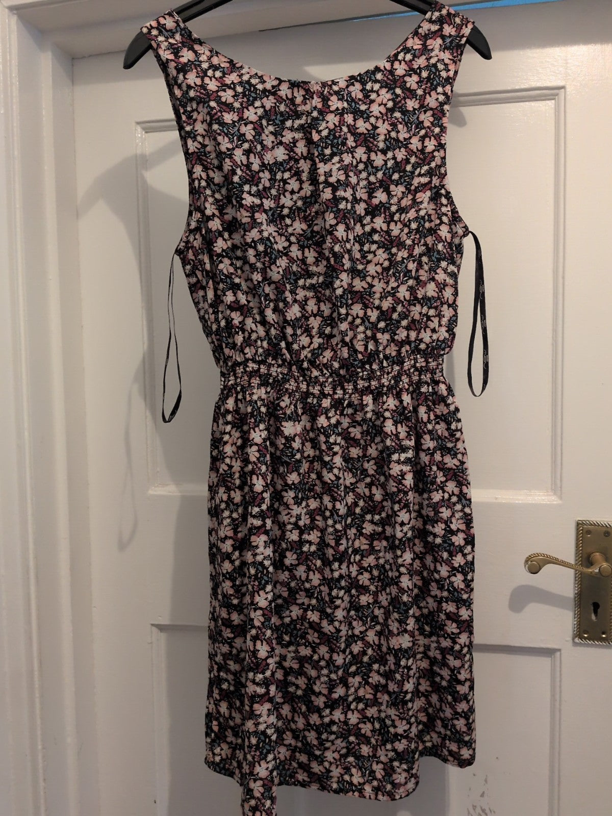 New Look 8 Black Floral Lined Fit And Flare Dress