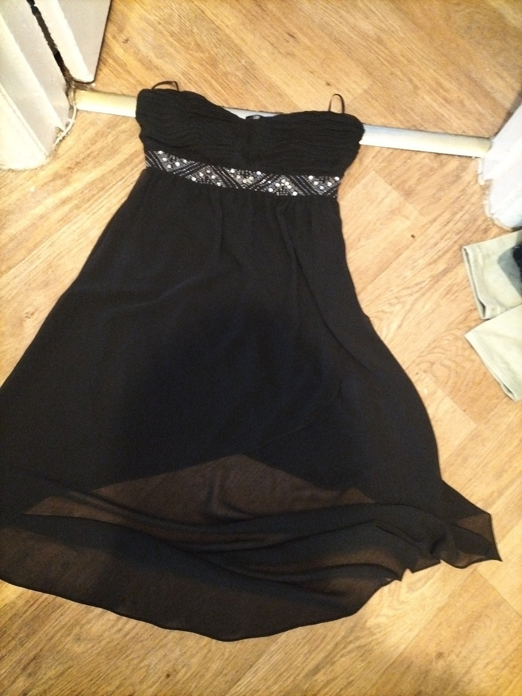 Ladies New Look Size 10 Black Diamonte Sleeveless Strapless Dress