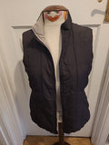 Ladies Size Small Black With Beige Lining Zipped Sleeveless Jacket
