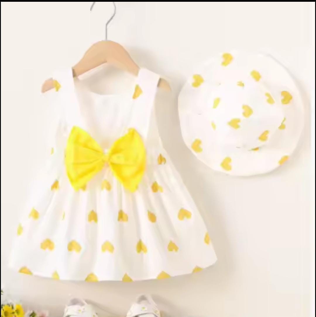 Brand New Torbayclothingco Girls 3-4 Years 100CM Yellow Dress With Hat
