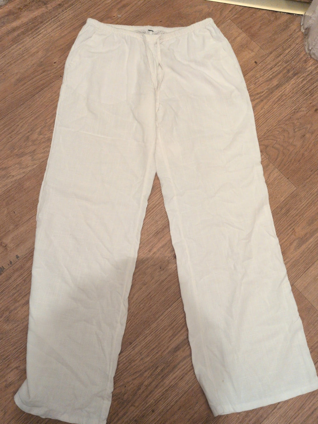 Ladies Size Medium White Elasticated Trousers With Drawstring