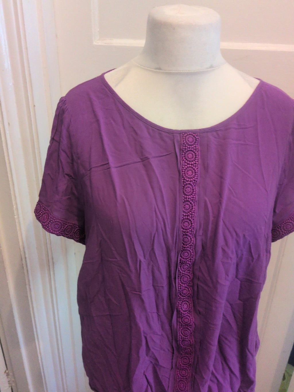 Marks And Spencer 22 Purple Short Sleeve Bloue