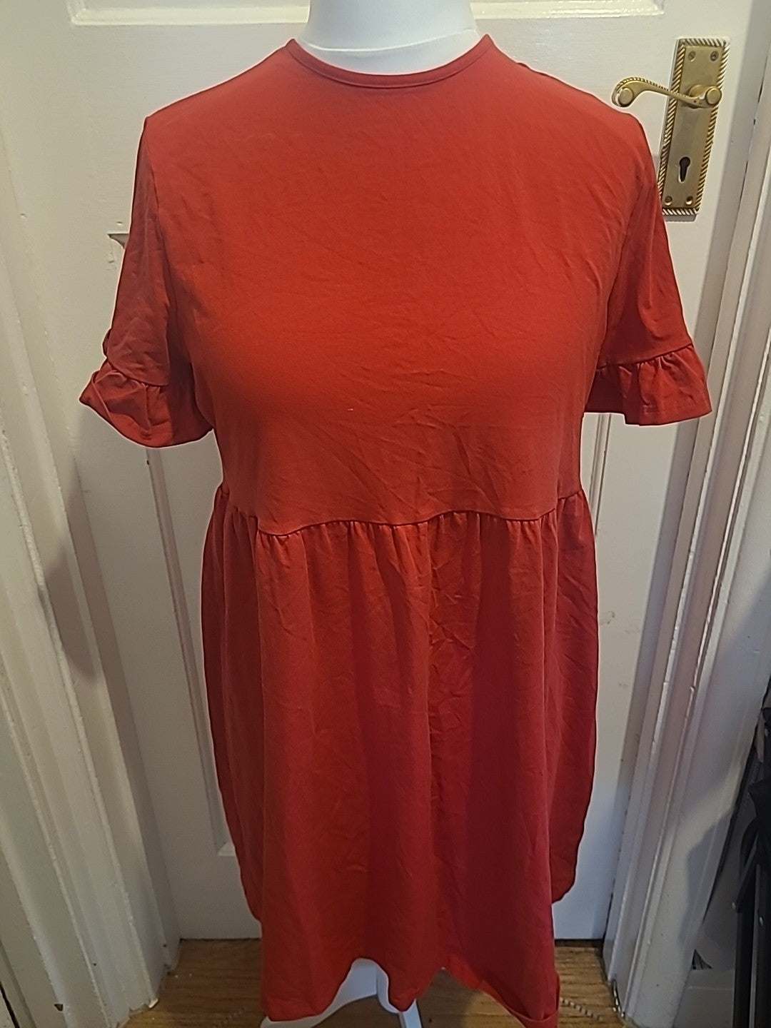 Ladies Boohoo Size 16 Red Short Sleeved A-Line Dress