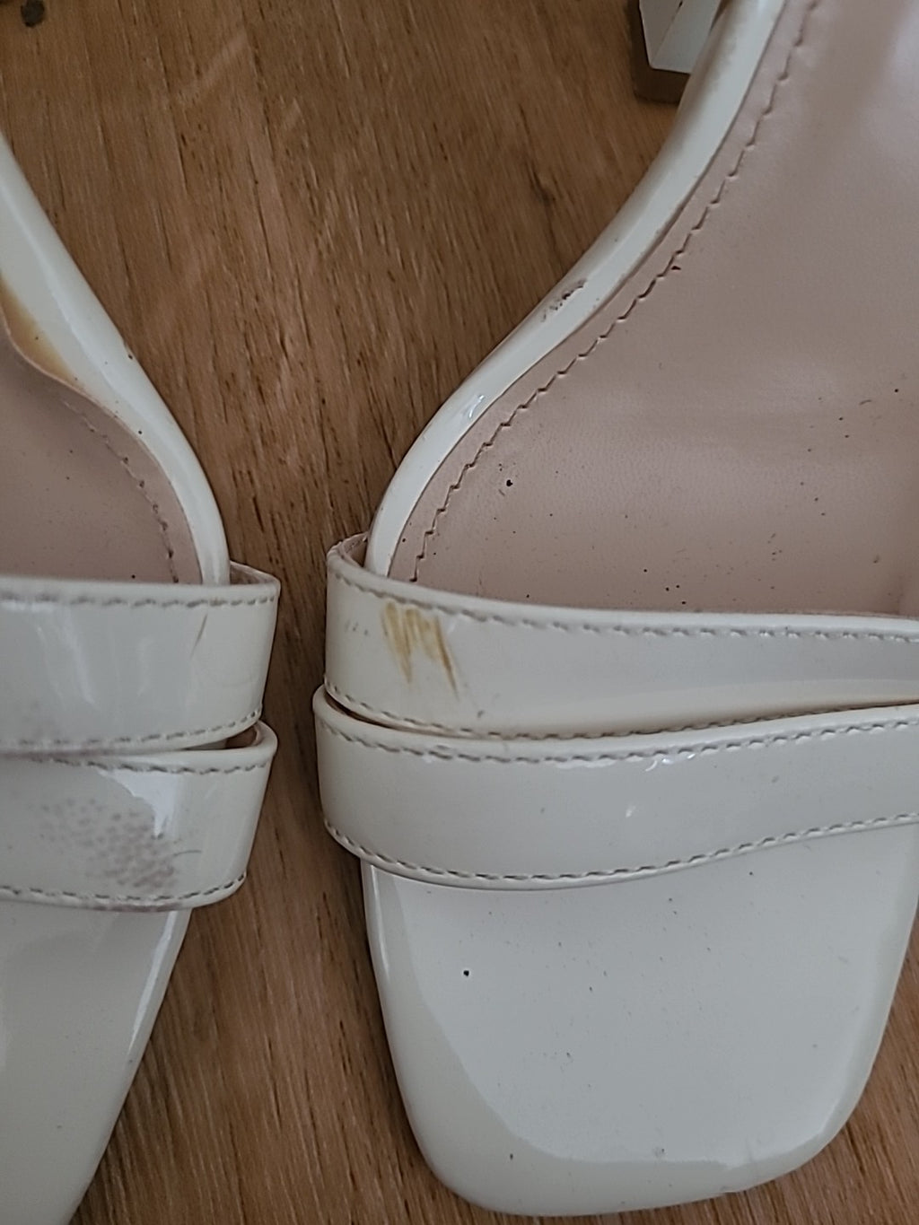 Ladies Prettylittlething Size 5 Uk Cream Open Toe Heel(Few Marks)