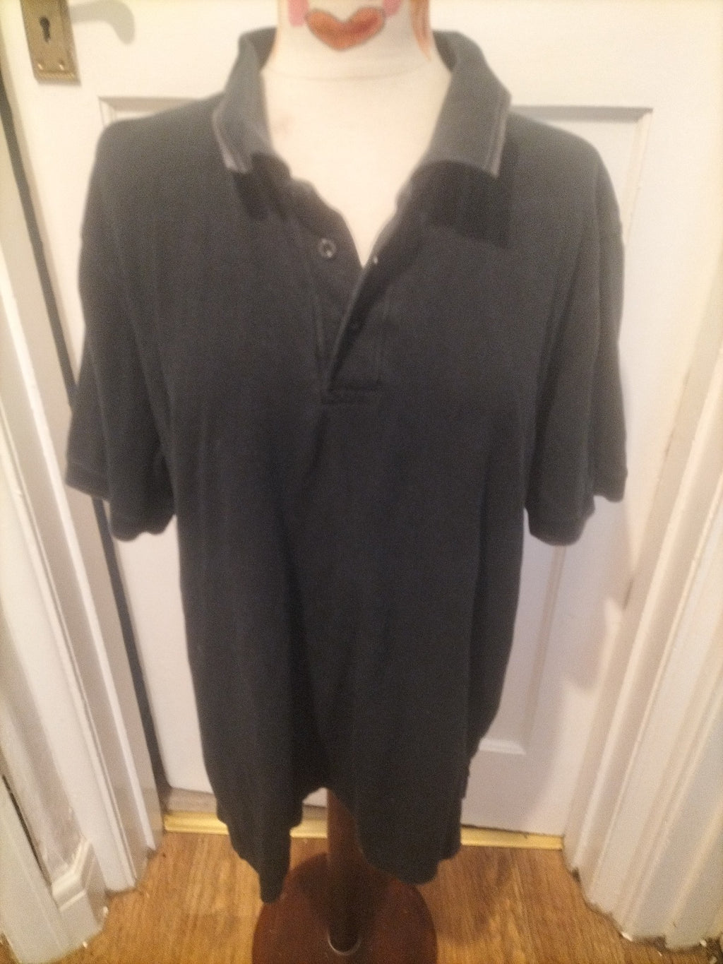 Mens Bhs Size Large Dark Navy Short Sleeved Polo Shirt