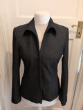 Ladies Size 12 Dark Grey Collared Full Zip Blazer