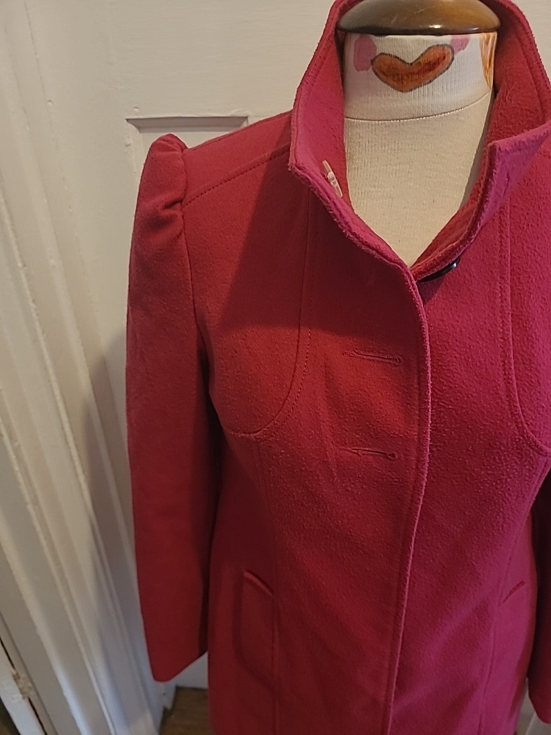 Ladies F&F Size 12 Crimson Lined Buttoned Coat
