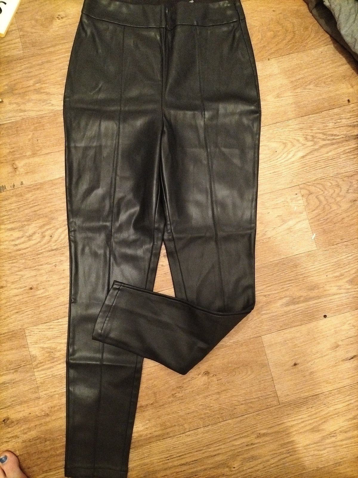 Ladies ASOS Size 10 Black Pleather Trousers