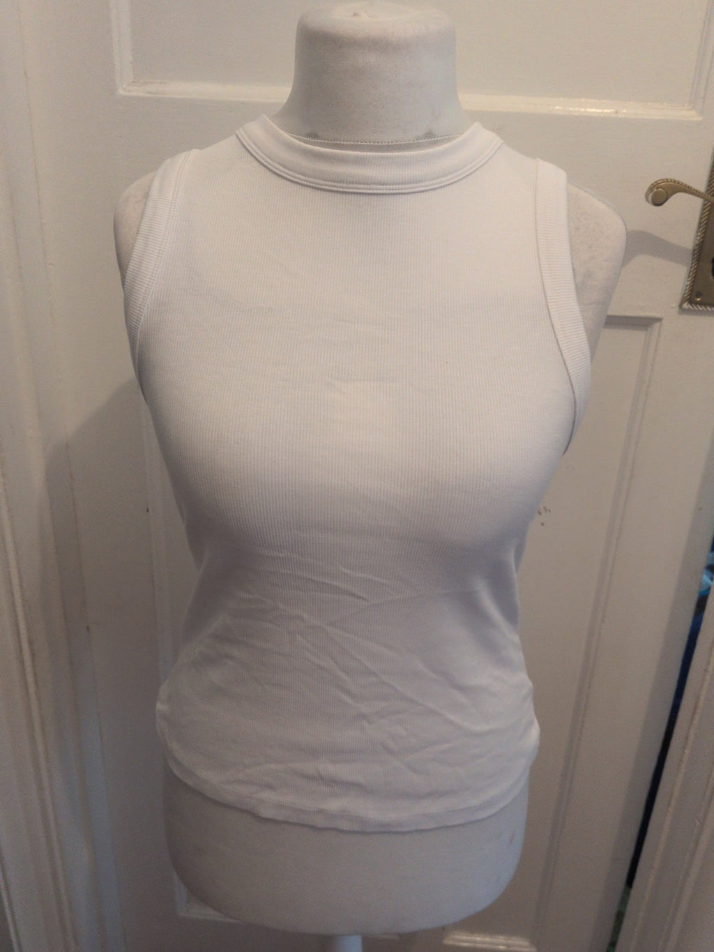 Tu 12 White Rib Vest Tank Top Sleeveless