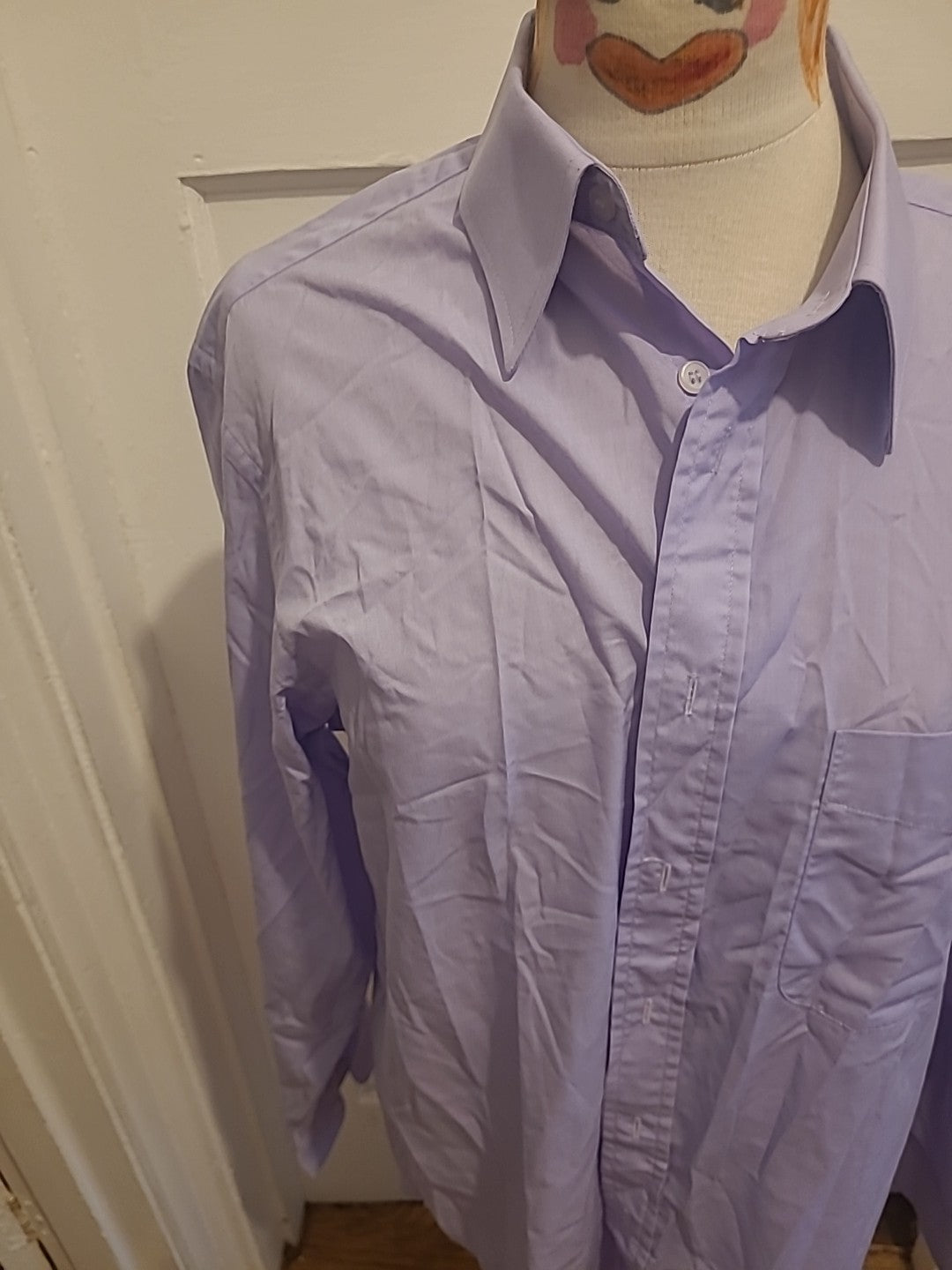 Mens Essentials Size 16" Lilac Purple Long Sleeved Shirt