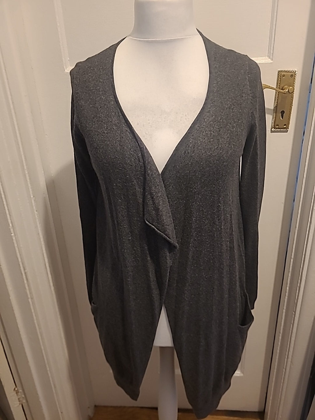 Ladies Next Size 10 Grey Long Length Cardigan