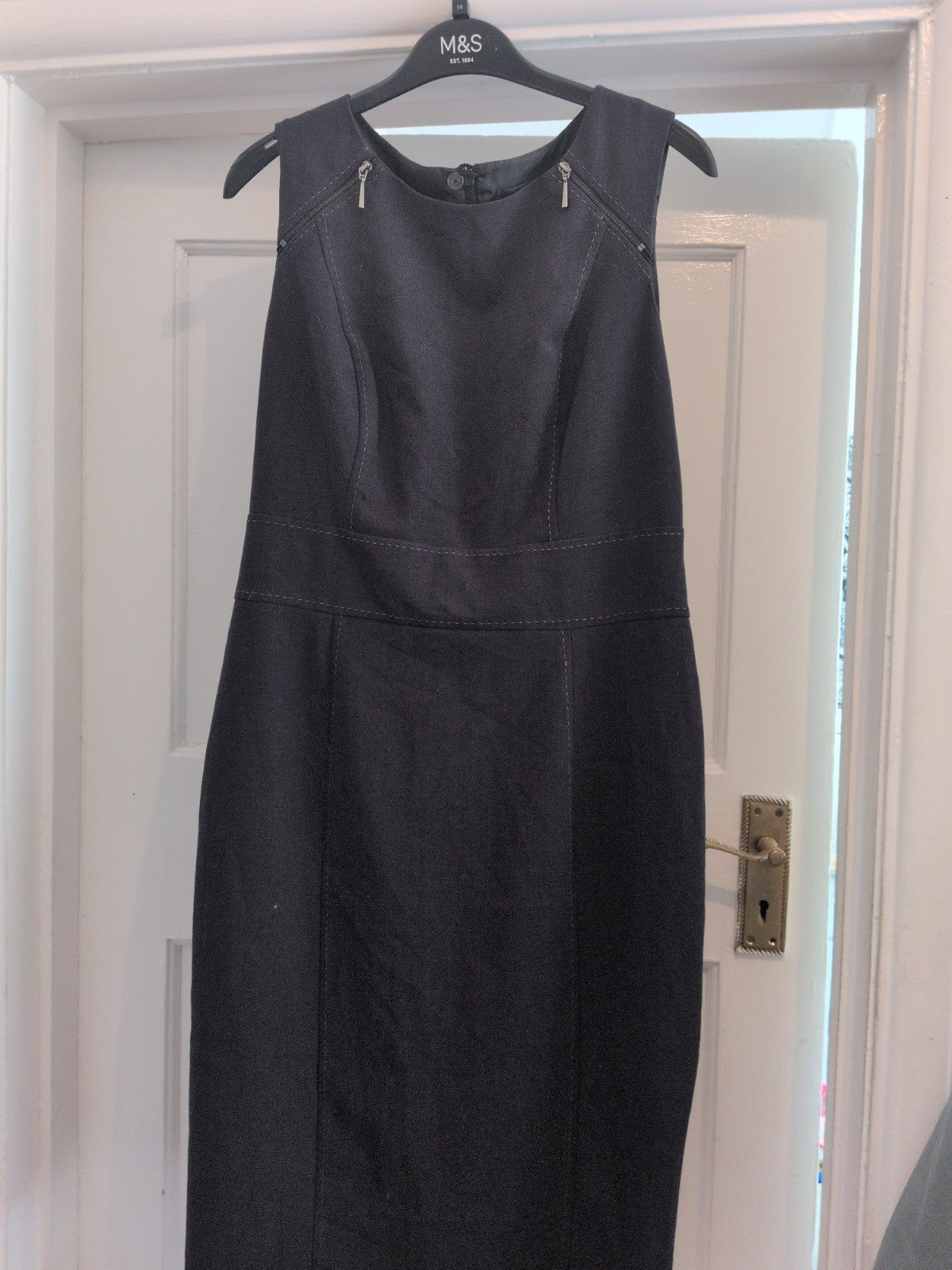 Marks and Spencer 12 Charcoal Lined Sleeveless Midi-long Dress