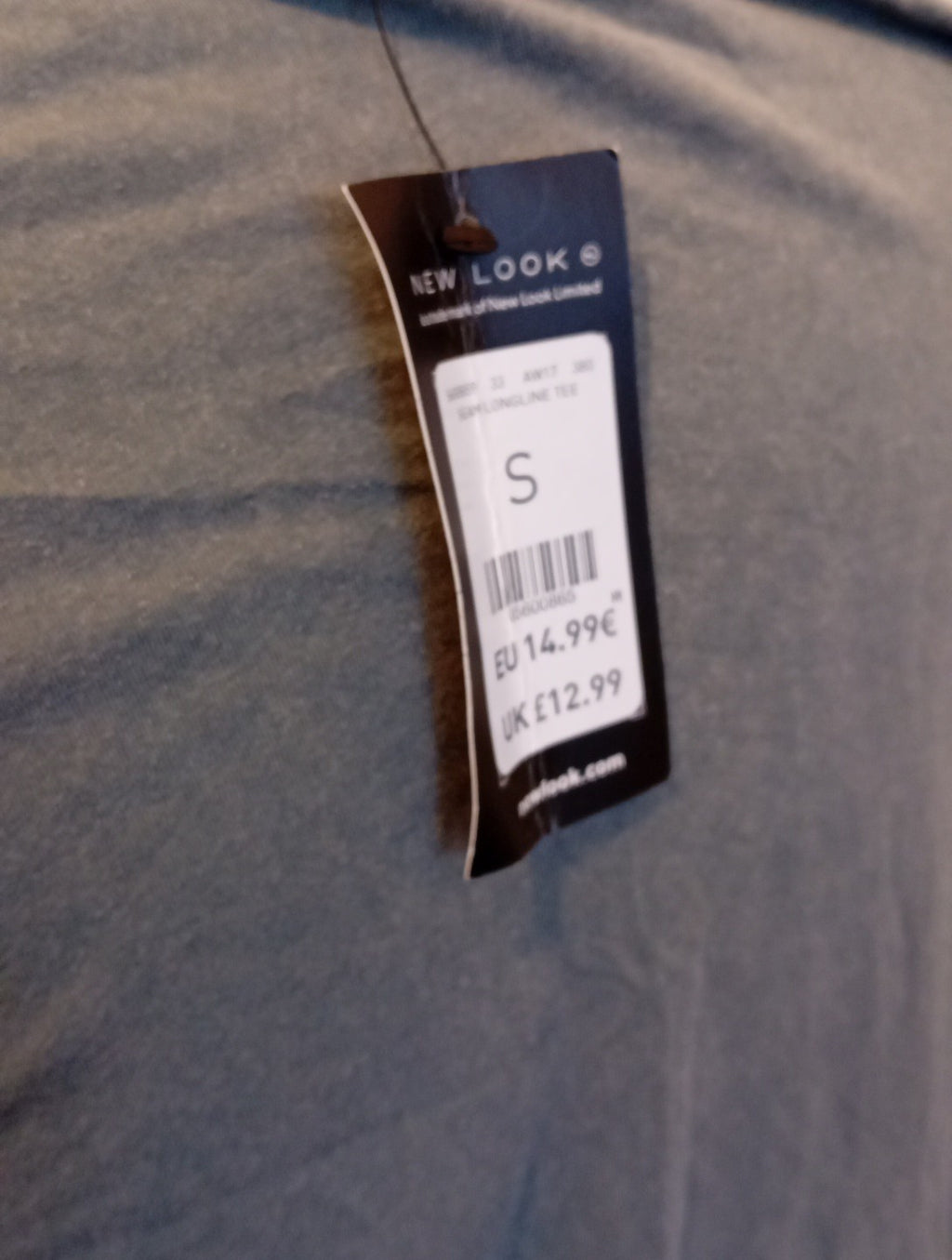 Brand New Mens New Look Size Small Grey Seam Longline Tee