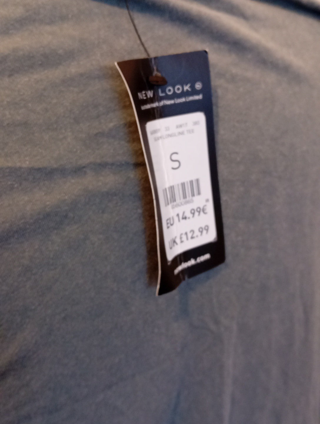 Brand New Mens New Look Size Small Grey Seam Longline Tee