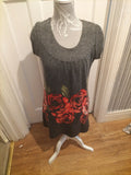 Ladies New Look Size 10 Grey Floral Short Sleeved Dress