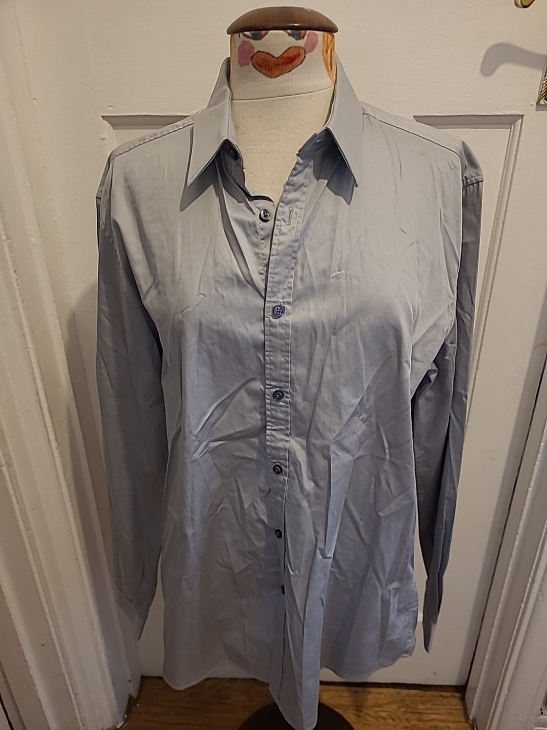 Mens Kenneth Cole Size 16.5 Collar Silver Slim Fit Shirt