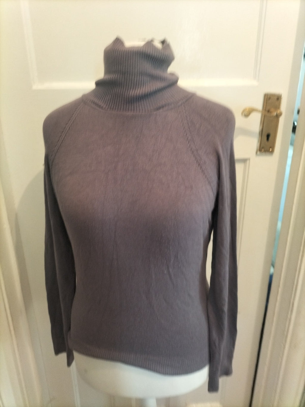 Ladies Nafnaf Size Large Purple Roll Neck Jumper Bobbling