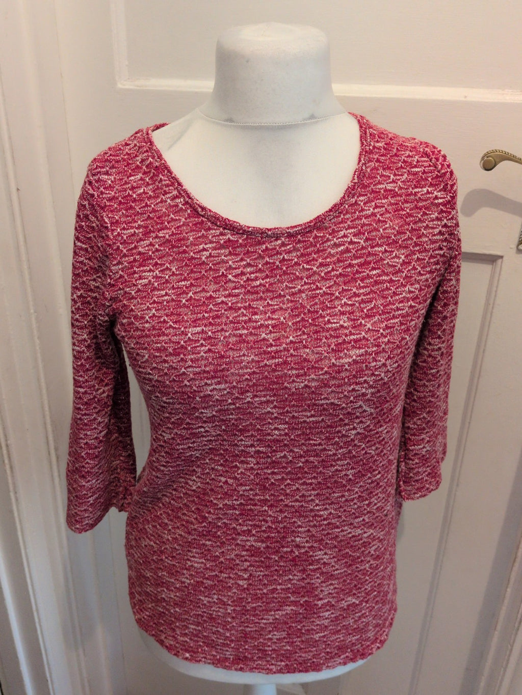 New Look 12 Pink Flecked Long Sleeve Partial See Through Jumper