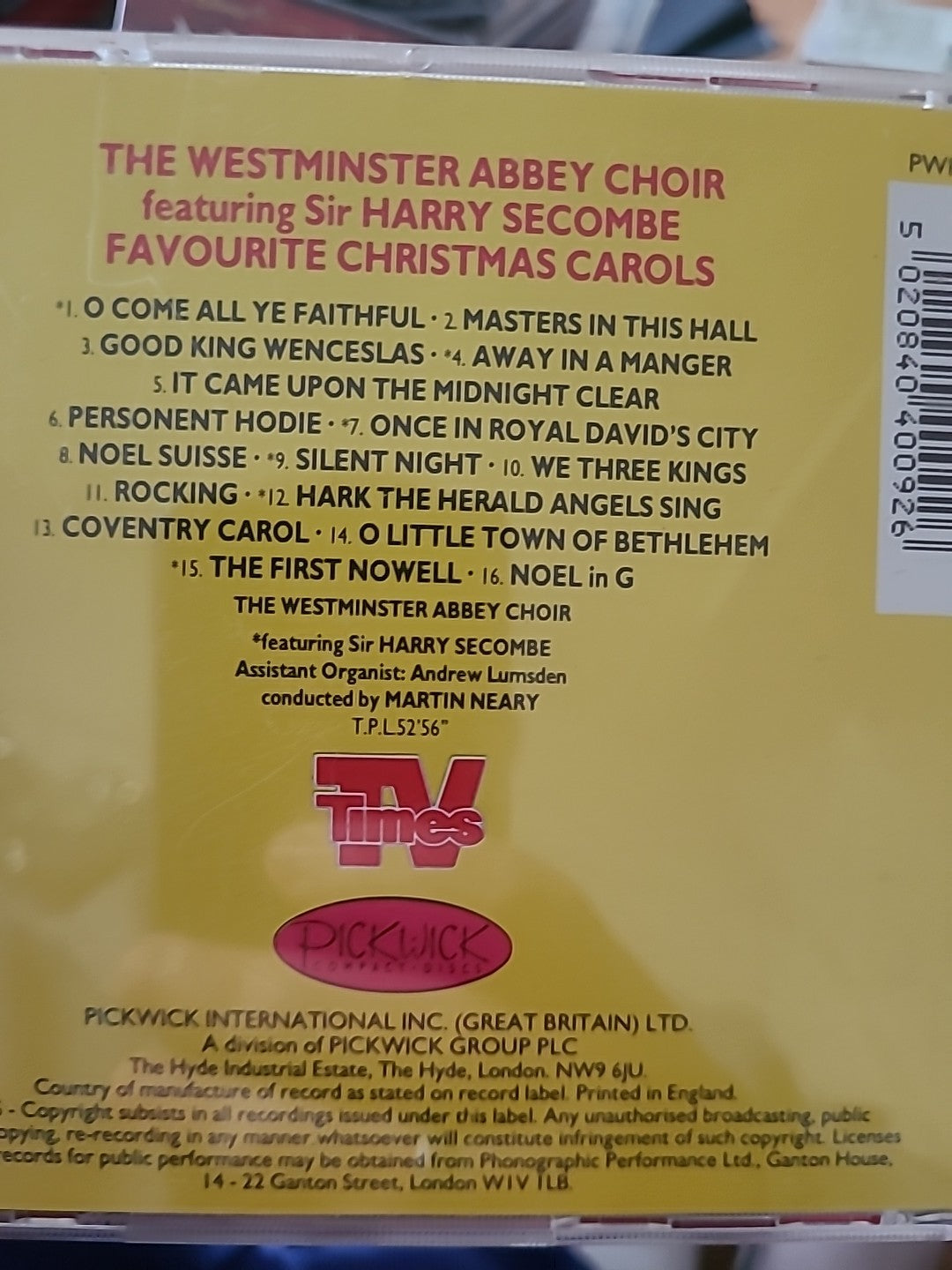 Favourite Christmas carols Westminster abbey choir with Sir Harry 1988 CD