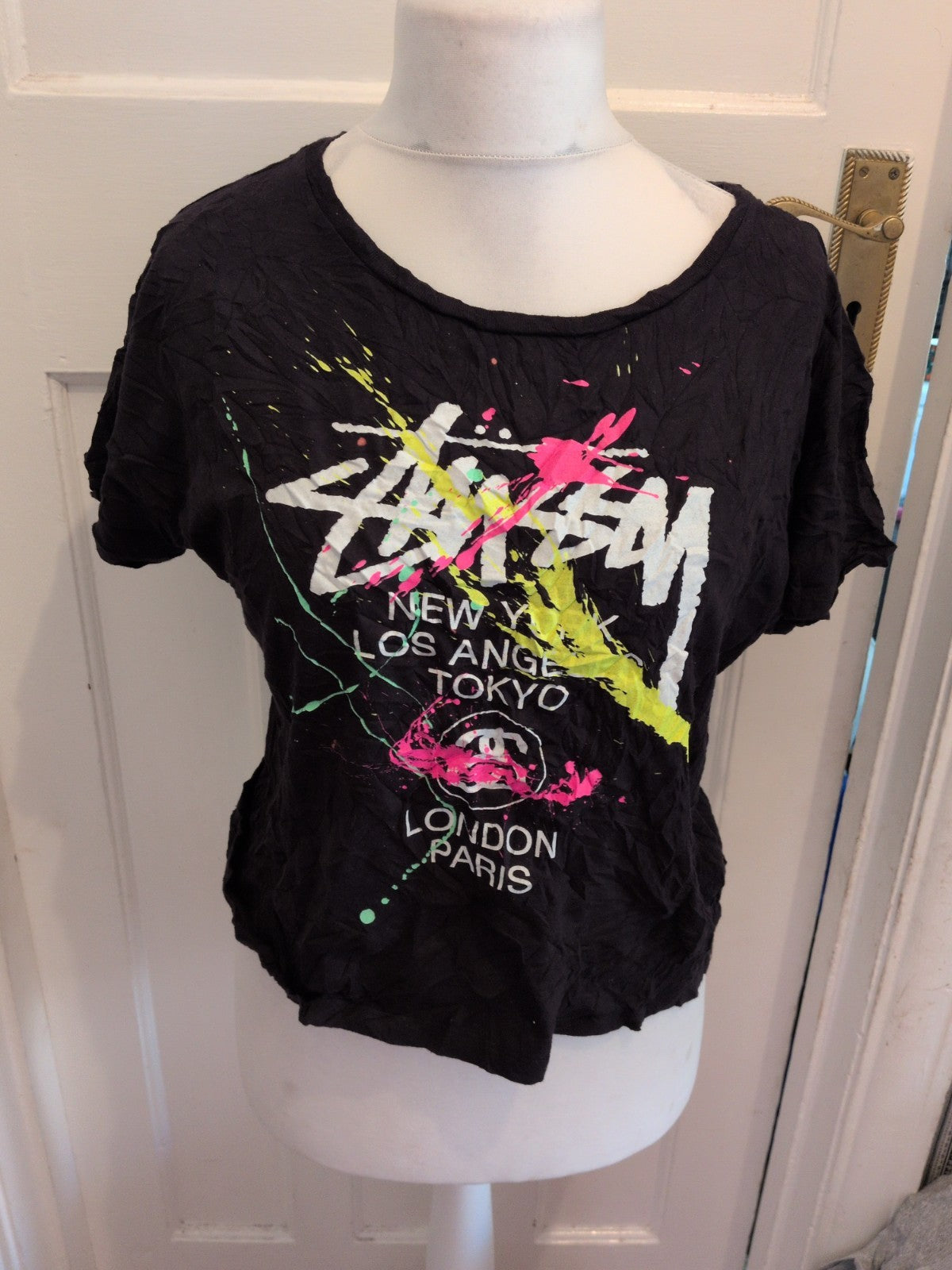 Medium Black Ladies T-shirt Splat Print