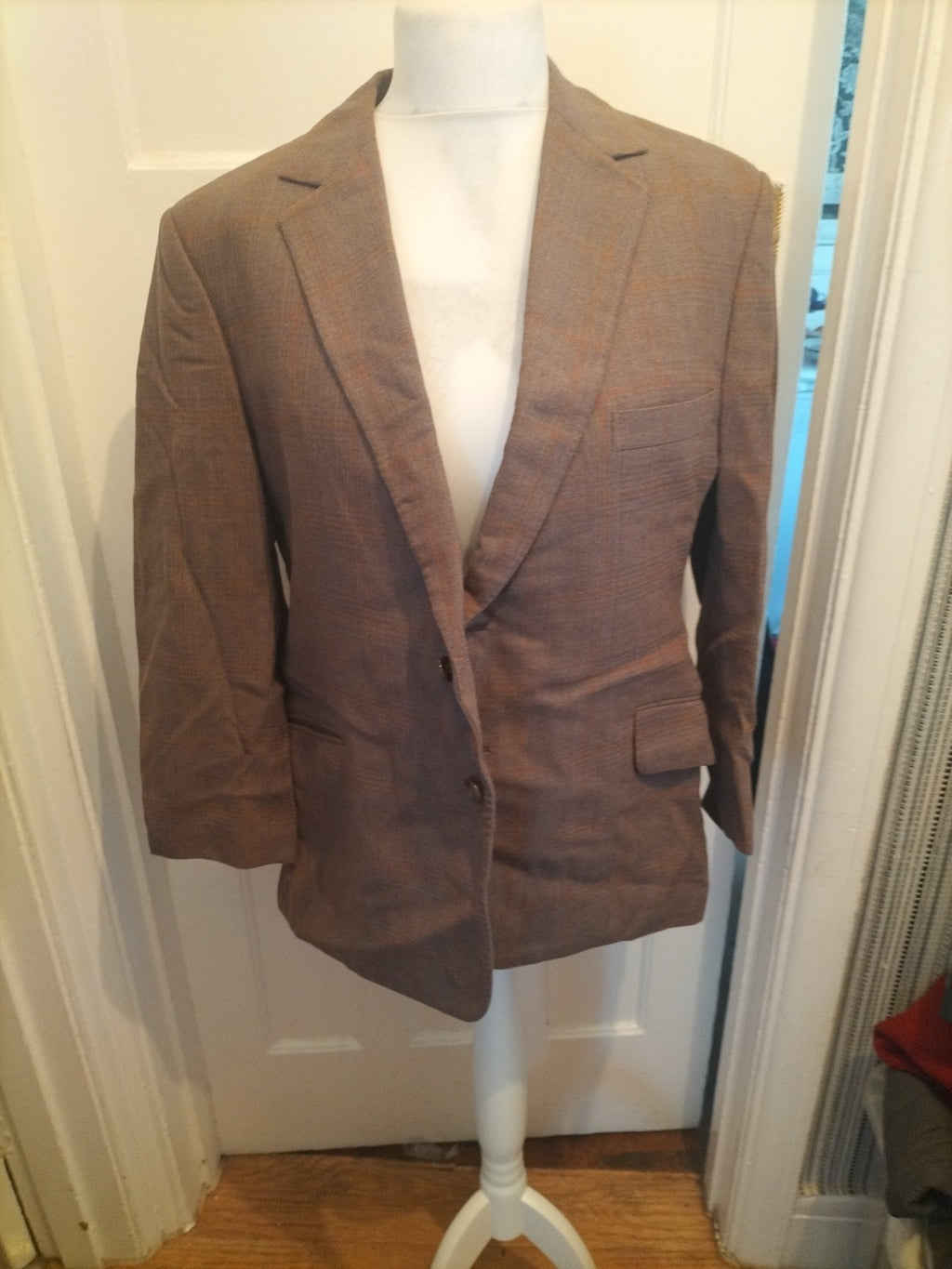 Mens Size XL Brown And Orange Lined Padded Suit Jacket