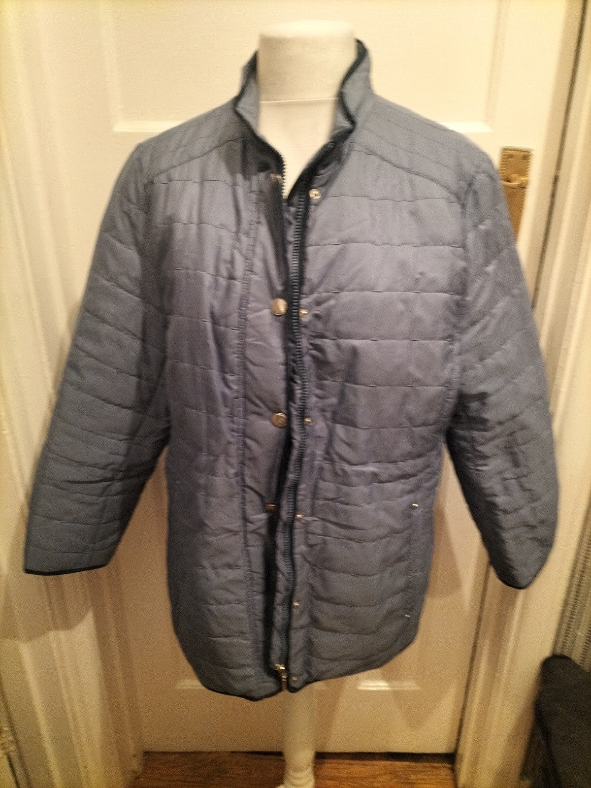 Ladies Isle Size 18 Metallic Blue Lined Zipped Coat