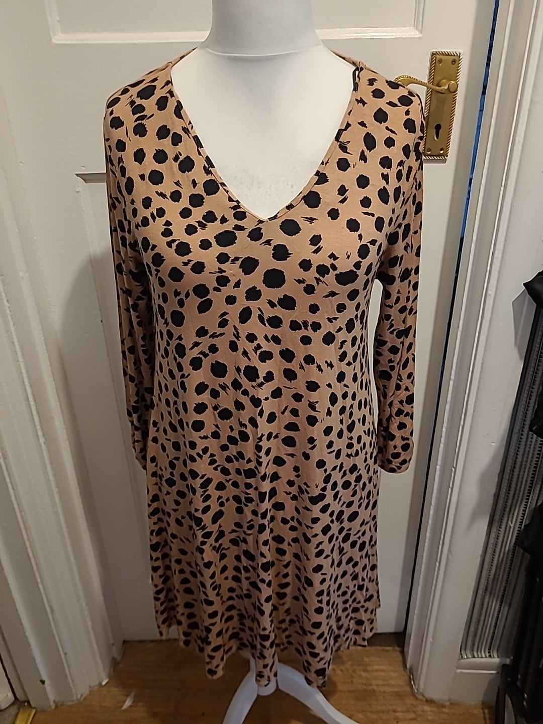 Ladies Principles Size 14 Brown And Black Long Sleeved Dress