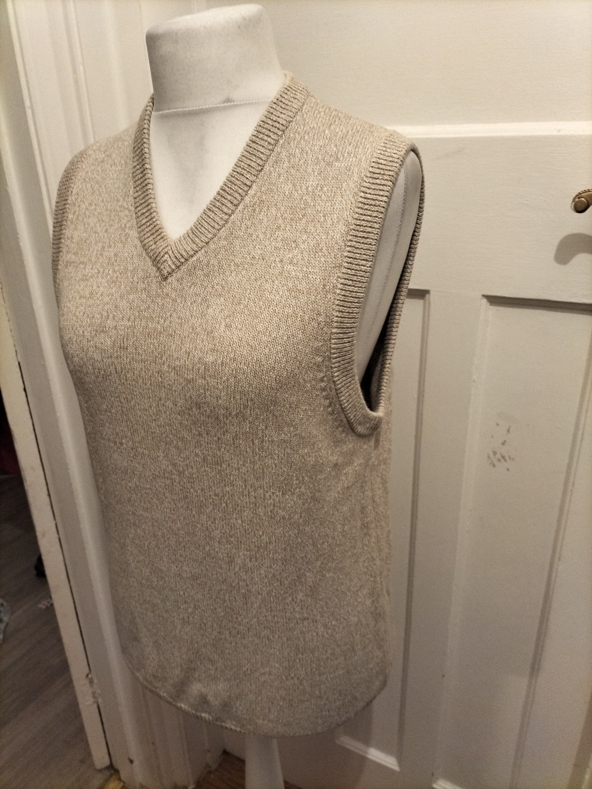 Mens BHS Size Small Stone Marl Sleeveless Jumper