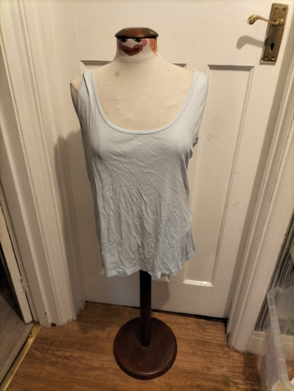 Ladies Peacocks Size 22 Pale Blue Sleeveless Vest Tank Top