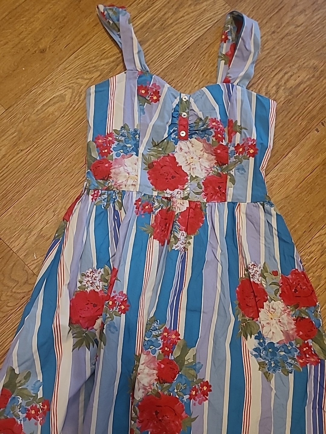 Ladies Primark Size 10 Multicoloured Floral Sleeveless Knee Length Dress