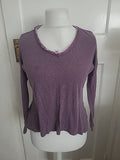 Ladies Size S/M Purple Frill V Neck Long Sleeved Blouse