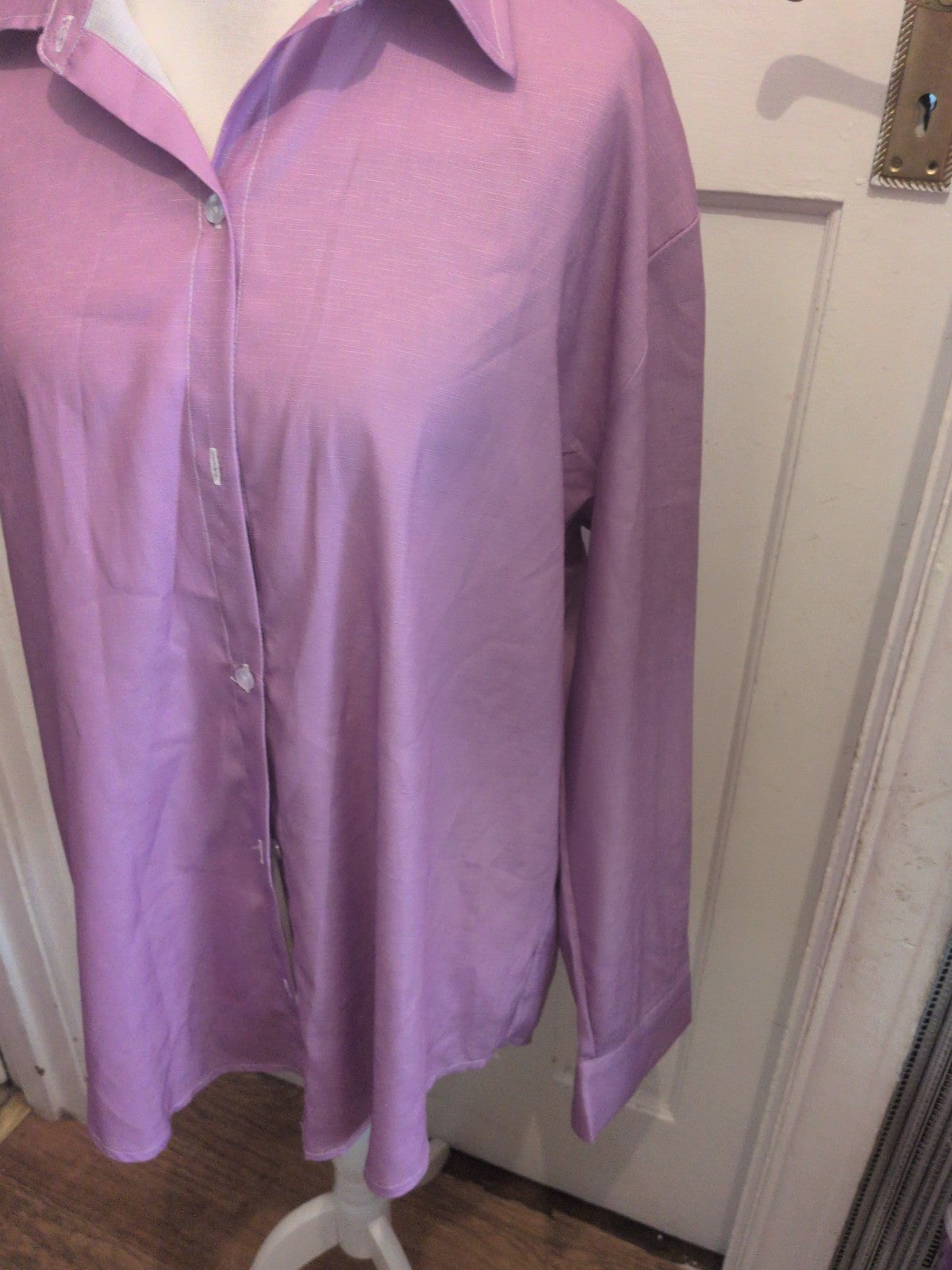 Ladies Size 3XL Purple Long Sleeve Buttoned Shirt