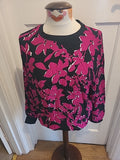 Ladies Autograph Size 8 Cerise Black Long Sleeved Floral Tshirt
