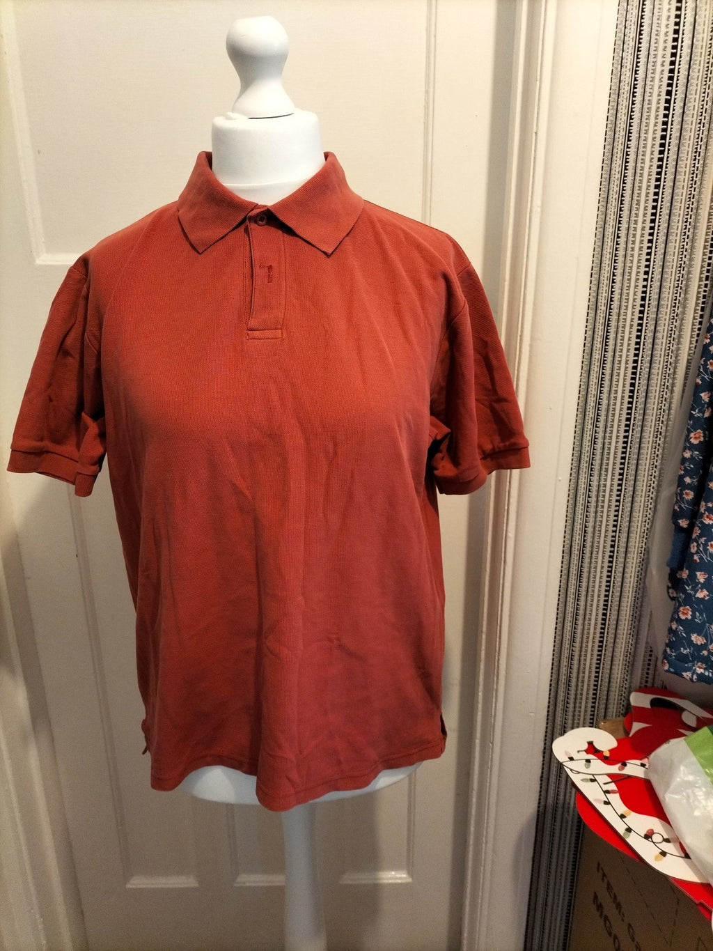 Mens Tout Size Large Rust Short Sleeved Polo