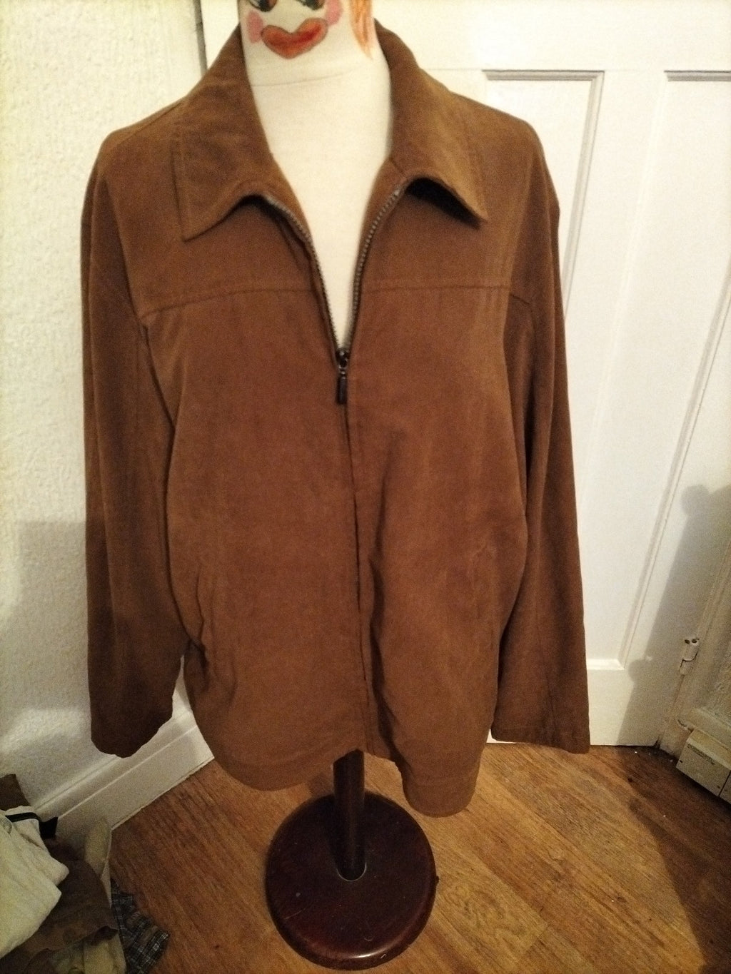 Mens Downstairs Size 46R Brown Suede Feel Lined Jacket