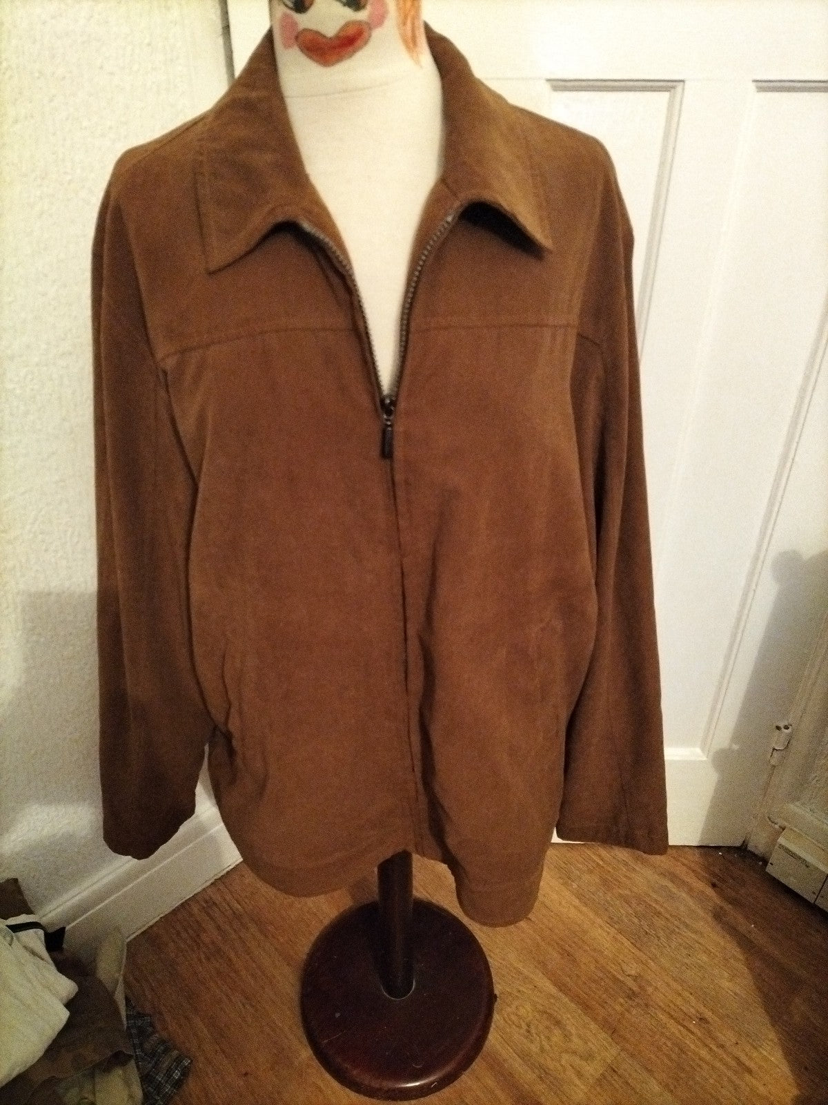 Mens Downstairs Size 46R Brown Suede Feel Lined Jacket