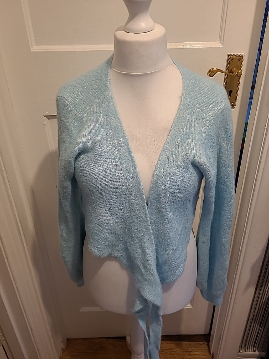 Ladies Topshop Size Medium Aqua Shoulder Cardigan