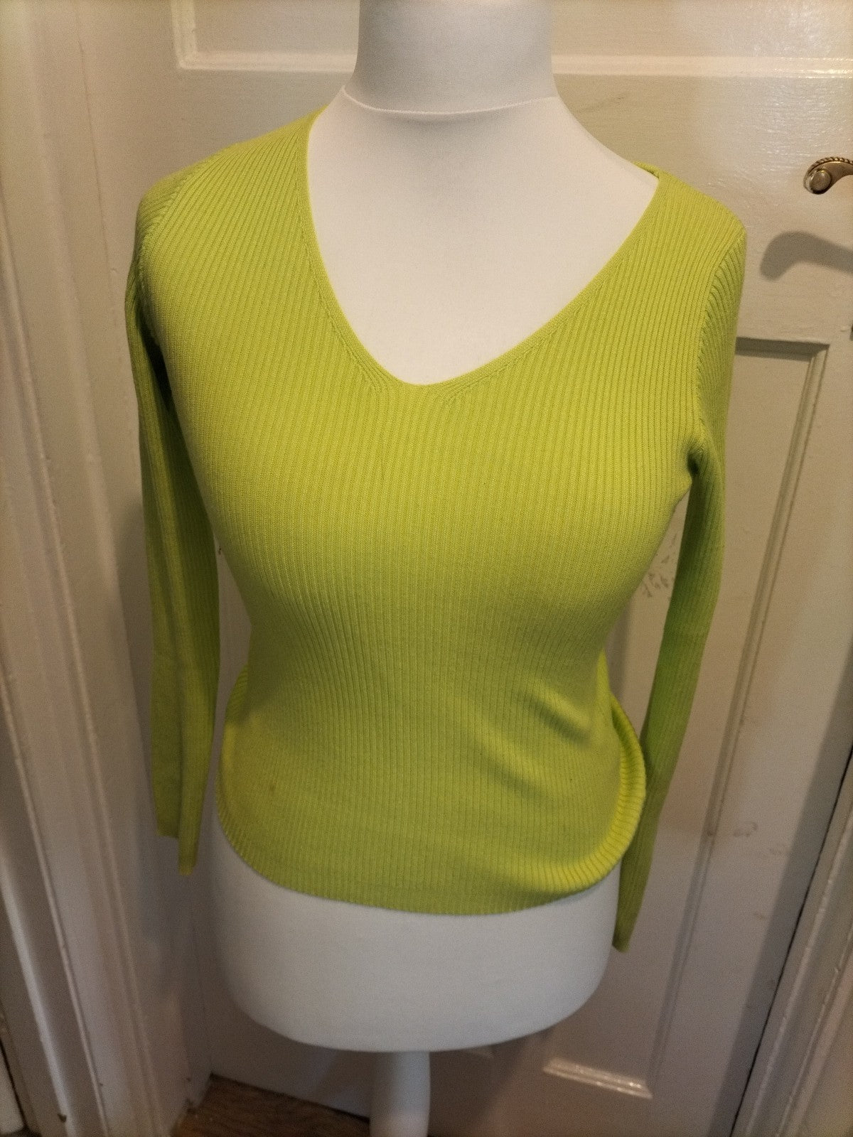 Ladies Primark Size 6-8 Neon Lime Ribbed Top