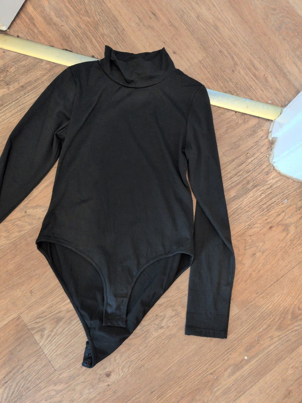 Ladies Small Black High Neck Long Sleeve Bodysuit
