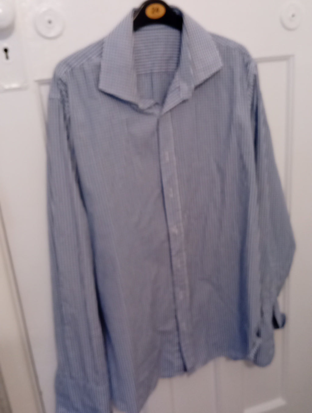 Mens Blue Check Long Sleeved Shirt Size XL