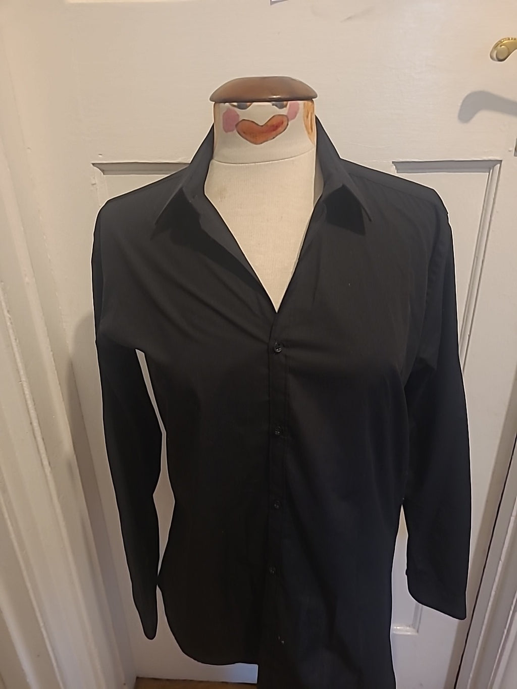 Mens Cedarwood State Size 15" Slim Fit Black Long Sleeved Shirt