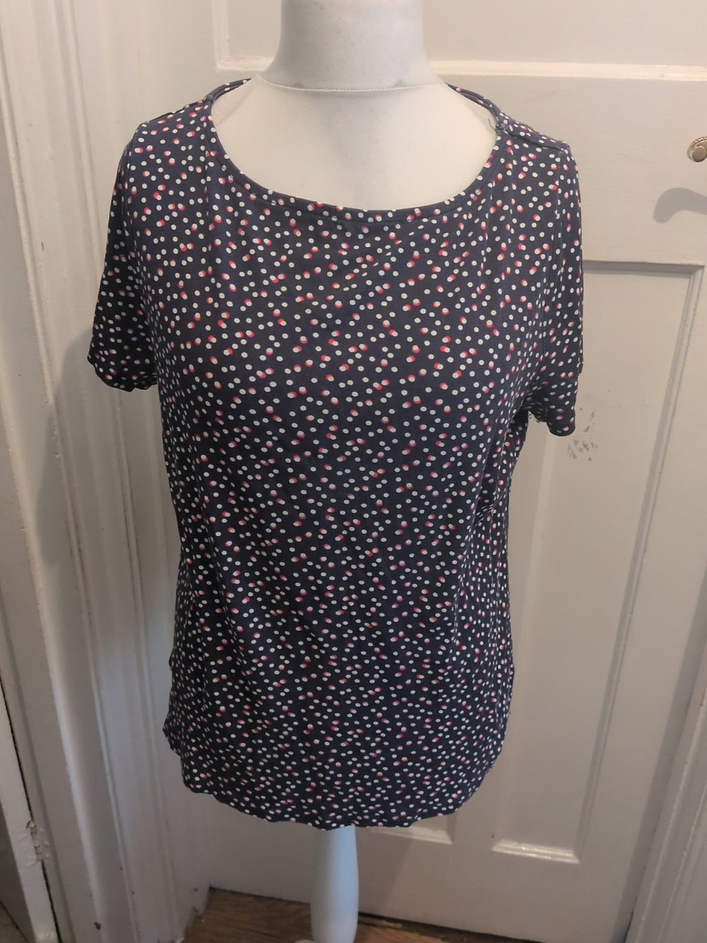 Bonmarche 20 Navy Red And White Short Sleeve T-shirt