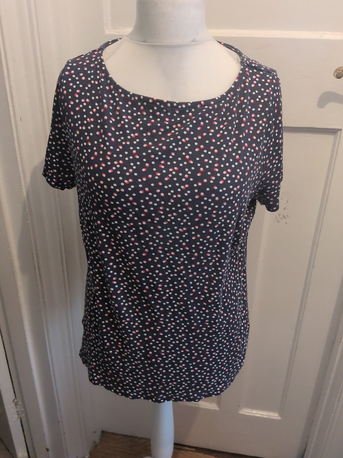 Bonmarche 20 Navy Red And White Short Sleeve T-shirt