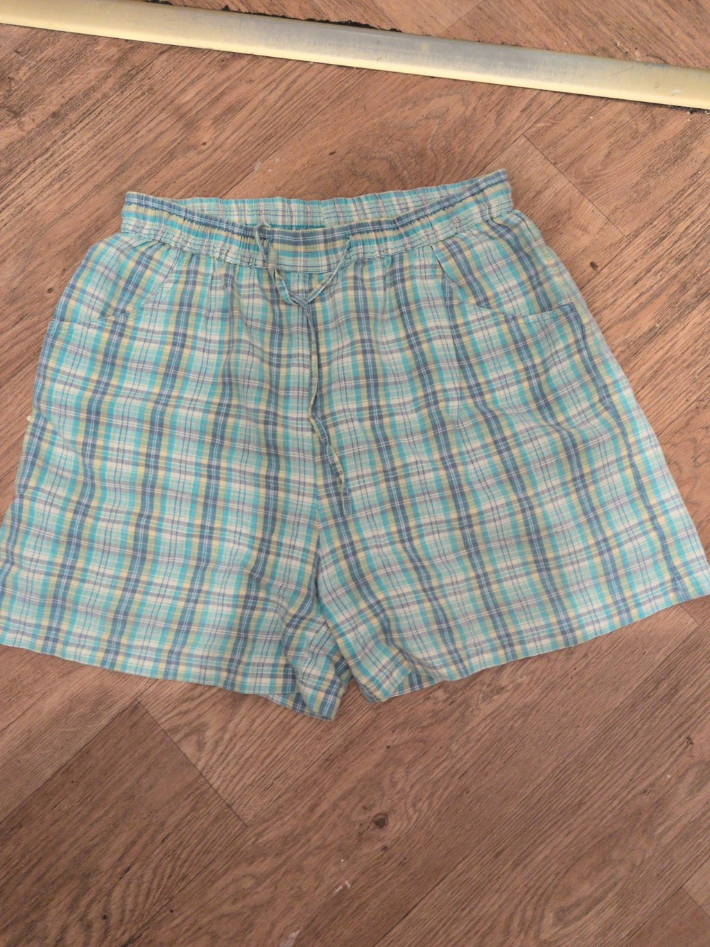 Ladies Originals Size 14-16 Turquoise Check Elasticated Sleep Shorts